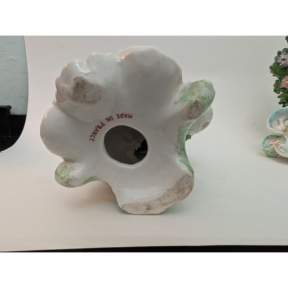 Chelsea Derby Style Brocage Pair Candle Holder Tree and Flowers Porcelain France - Picture 4 of 16